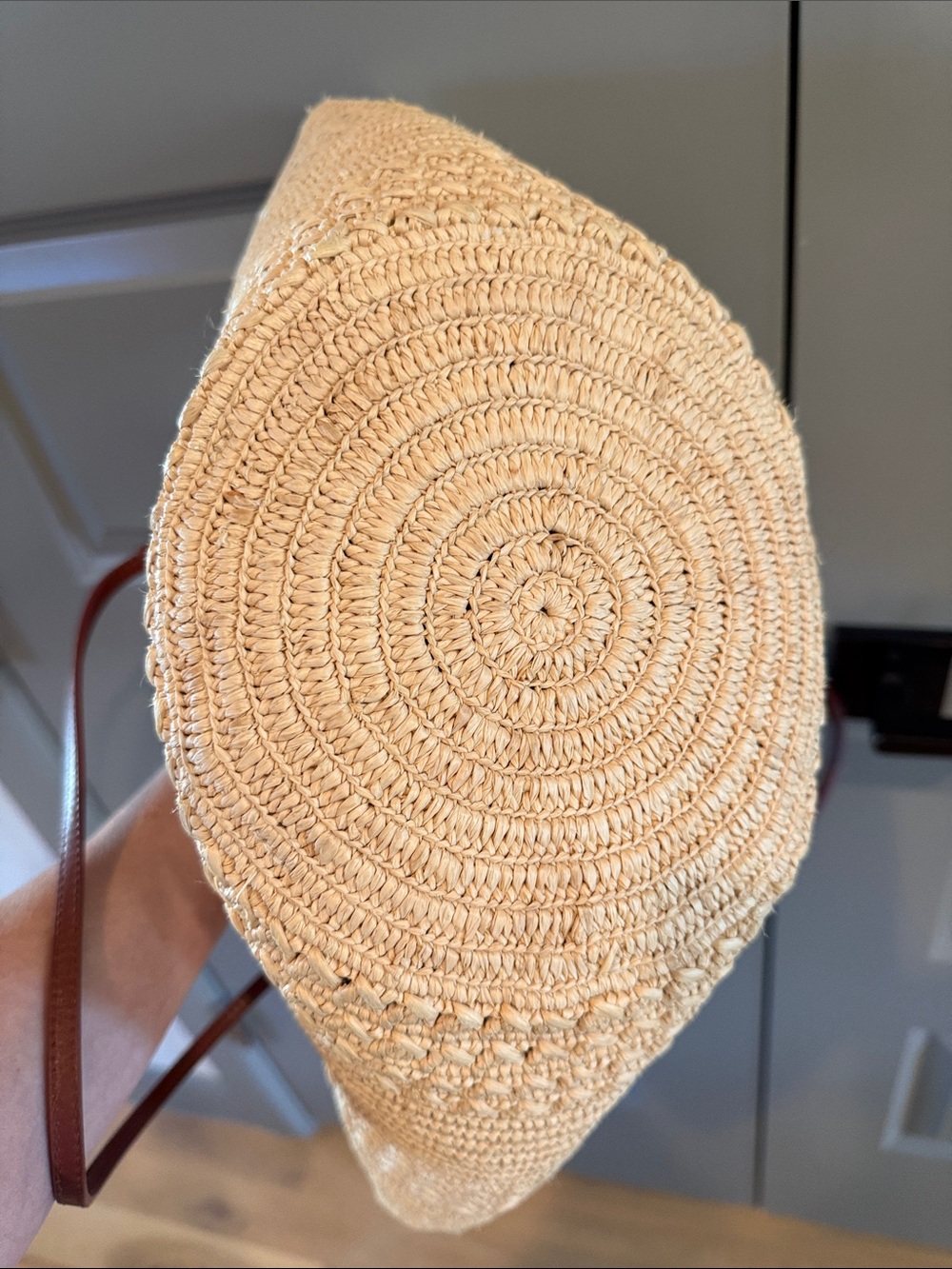 Sezane Justine Basket Bag in Natural Perforated Raffia - Picture 9 of 9